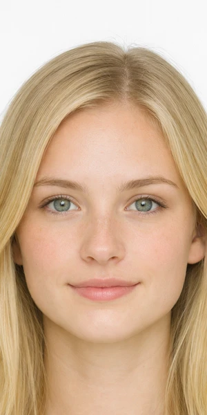 Woman with natural look before AI-generated personalized makeup application
