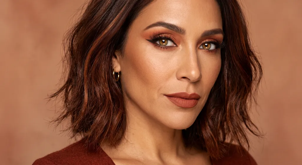 Terracotta en koper blown-out crease met grafische espresso wing op Ware Herfst kleuring