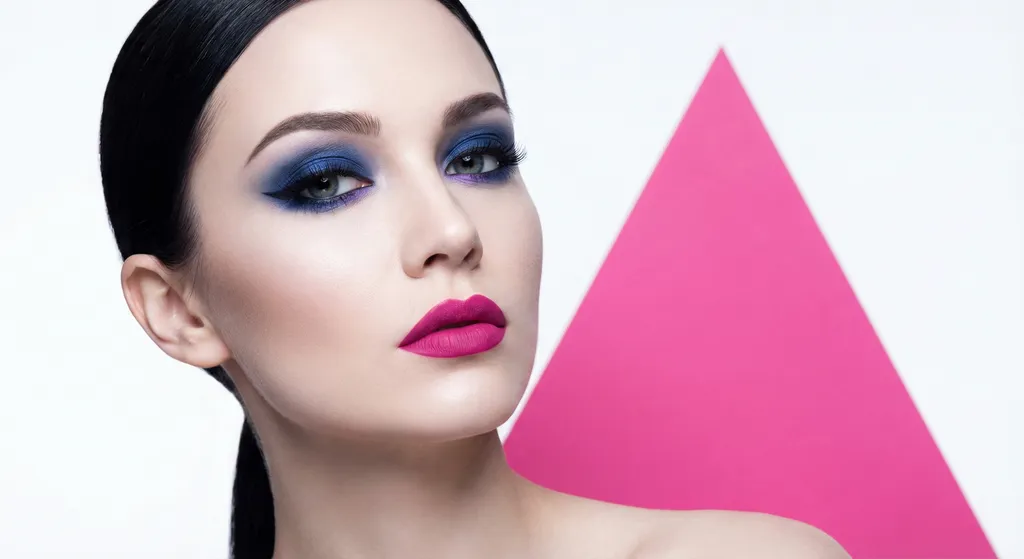 Bright Winter color palette with vivid, high-contrast makeup colors