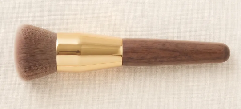 Dense, flat-top kabuki brush for buffing liquid or cream foundation