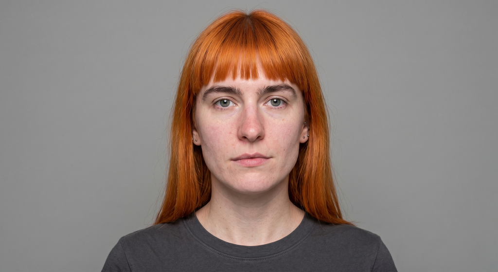 Selfie with dyed hair visible near face reflecting artificial color onto skin