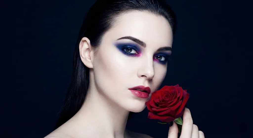 True Winter color palette with cool, high-contrast makeup colors